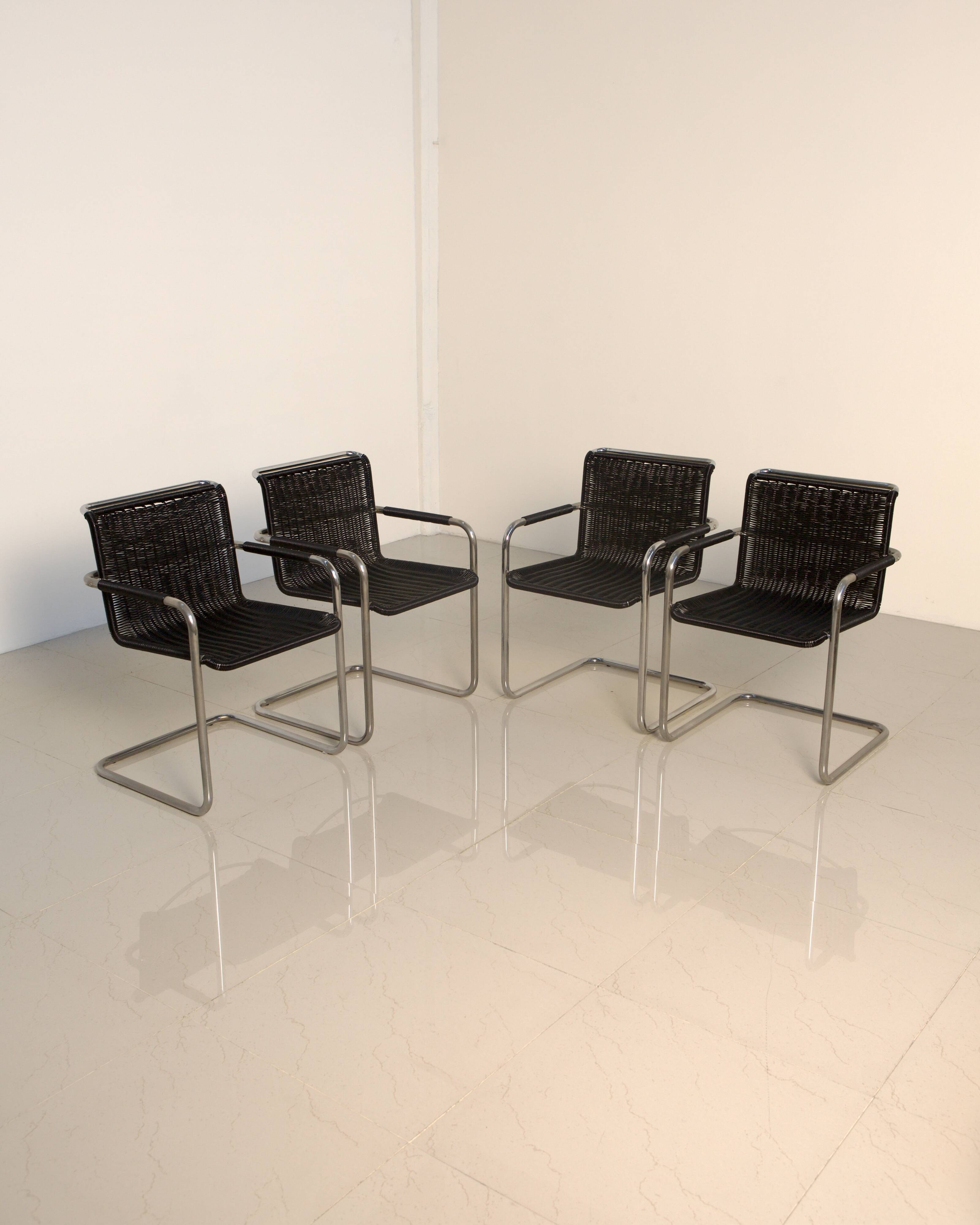 Set of 4 "D41" chairs by Jean Prouvé for Tecta 80's