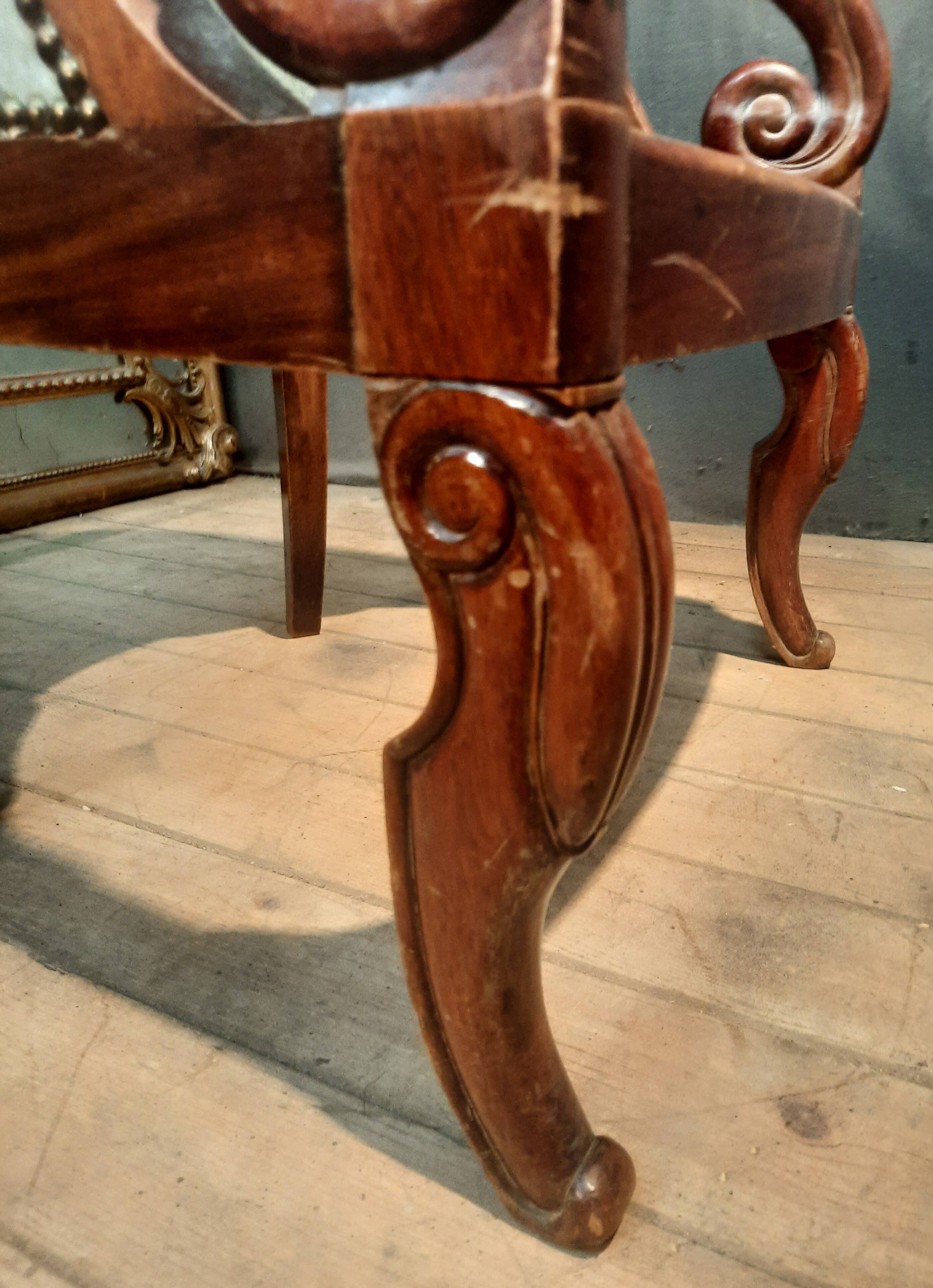 Pair of swan neck gondola armchairs