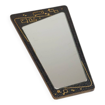 Miroir en laiton et mosaïque patiné, milieu XXème