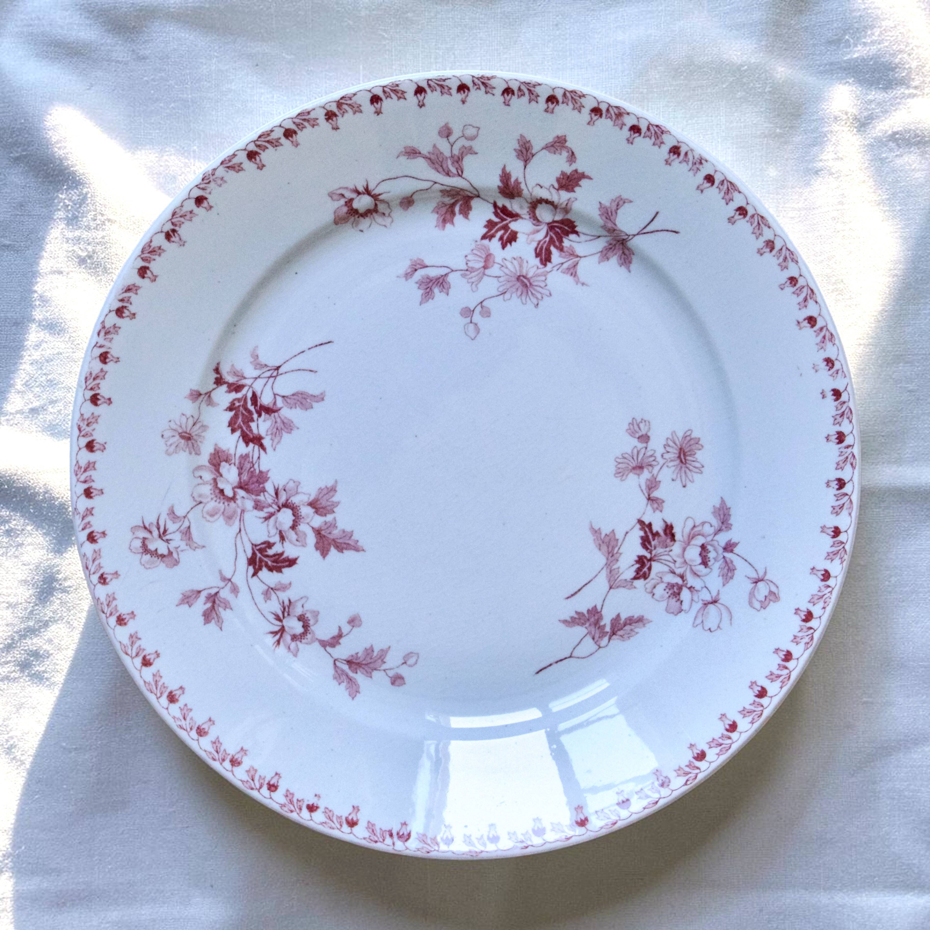 Flat plates from the 19th century, ironstone, signed Maestricht, "Toulouse" collection.