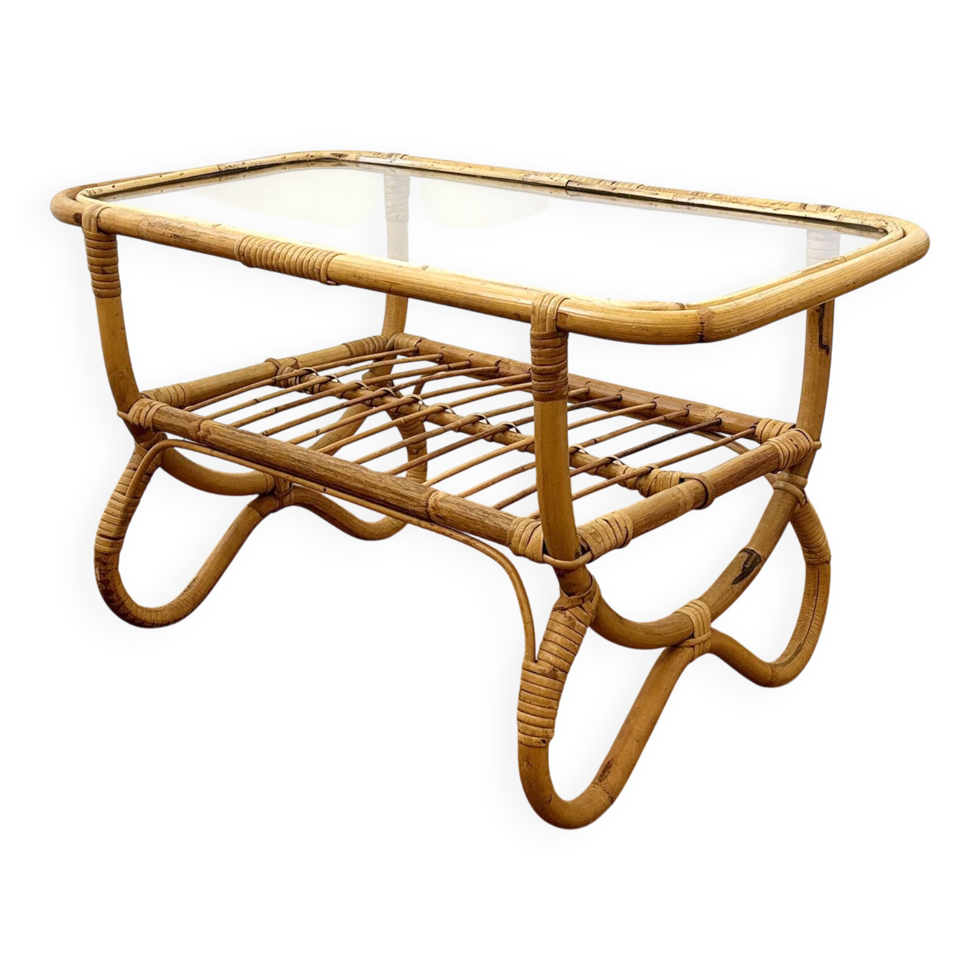 Vintage bamboo coffee table from the 1960s.