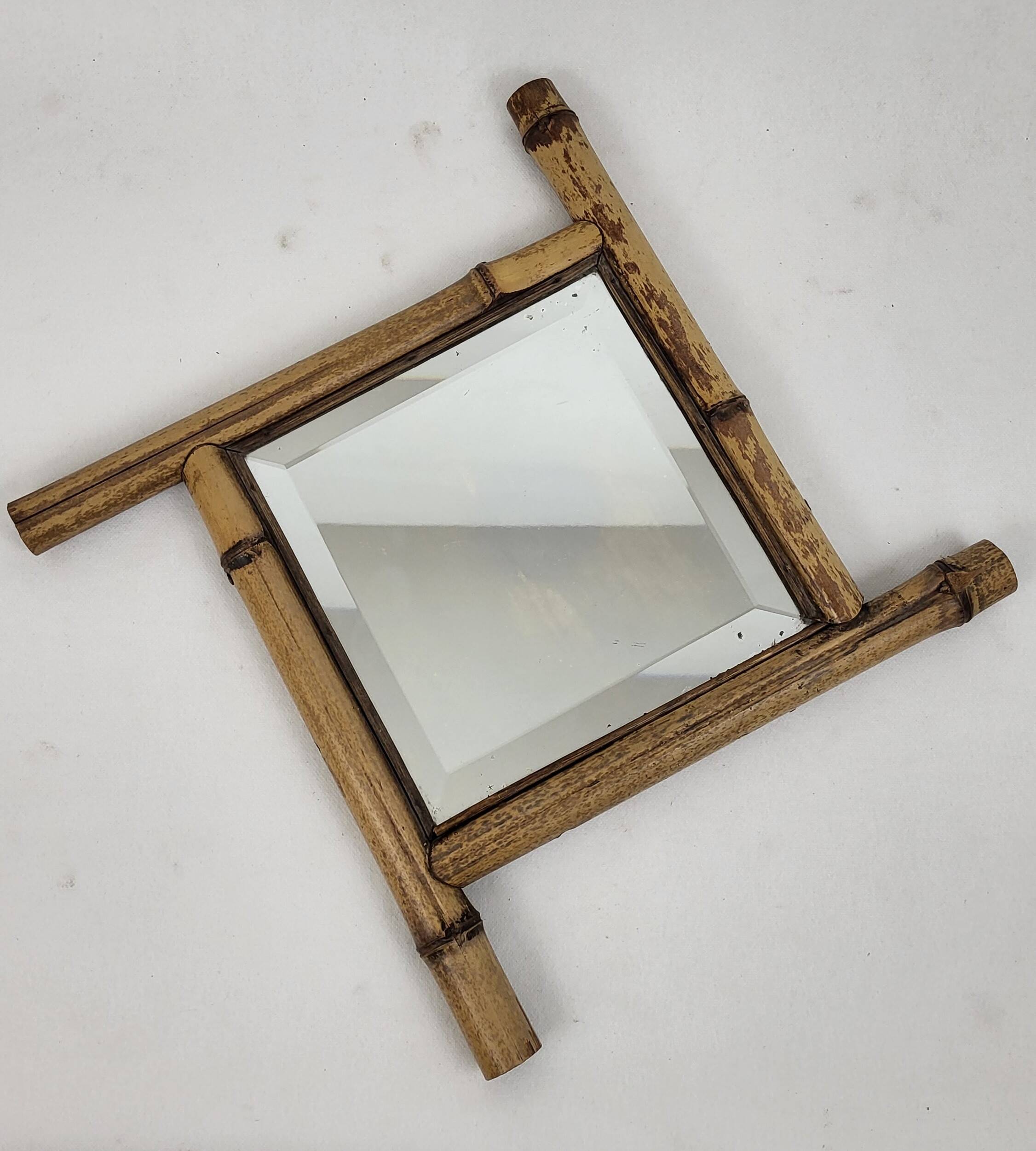 Beveled bamboo mirror, early 20th century