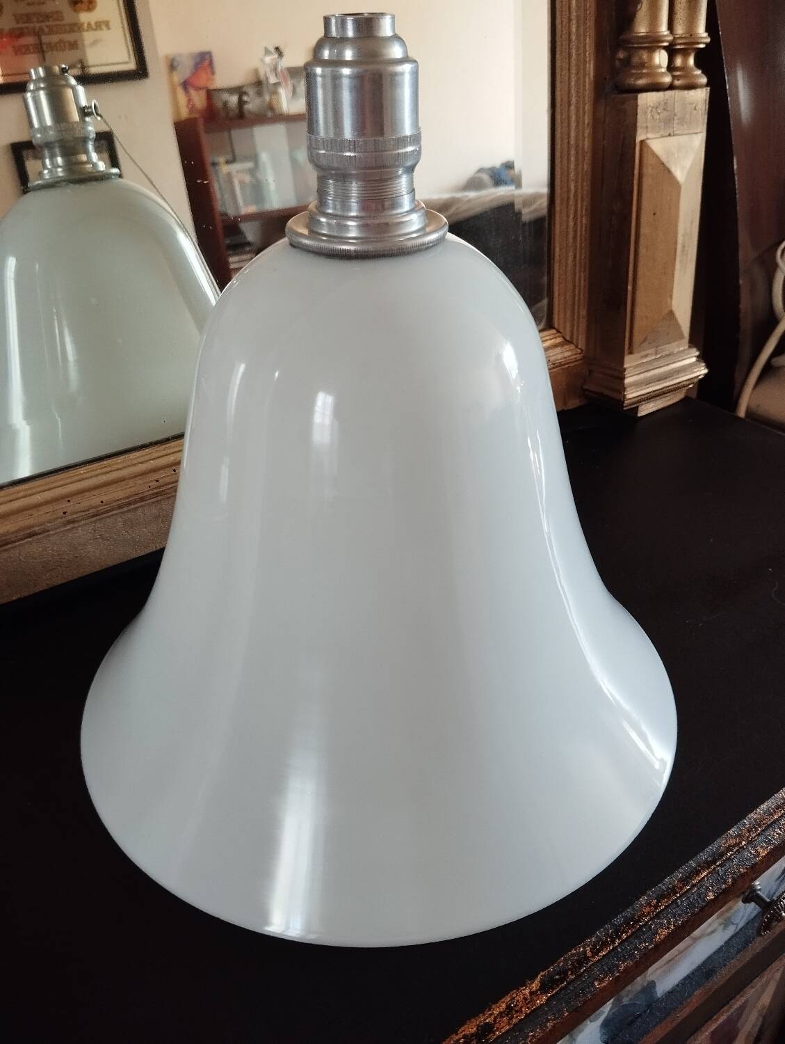 Antique albalite opaline glass pendant