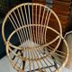 Old vintage metal foot rattan chair
