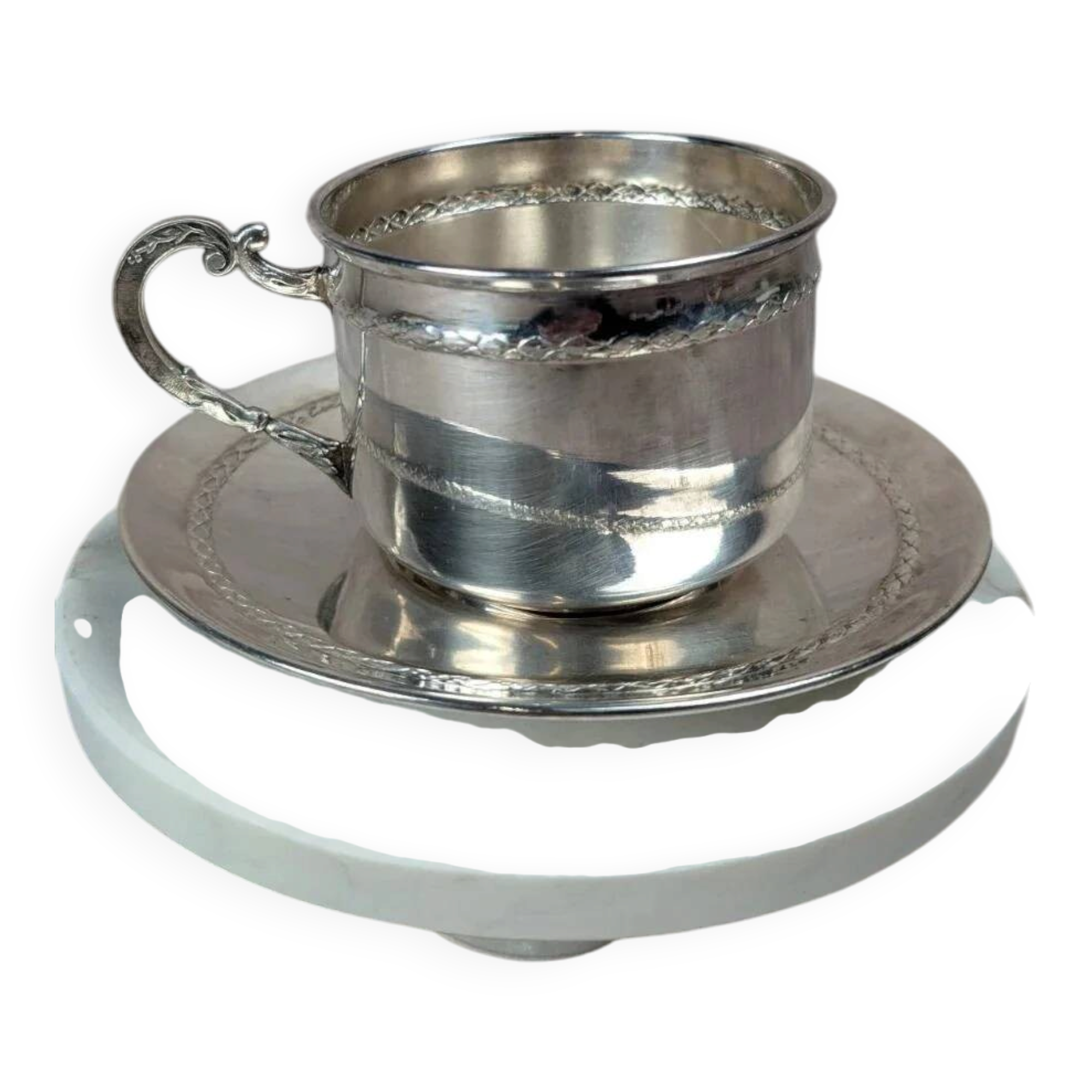 Vintage silver-plated cup and saucer