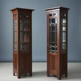 Pair of Art Nouveau solid wood showcases, Central Europe, circa 1910