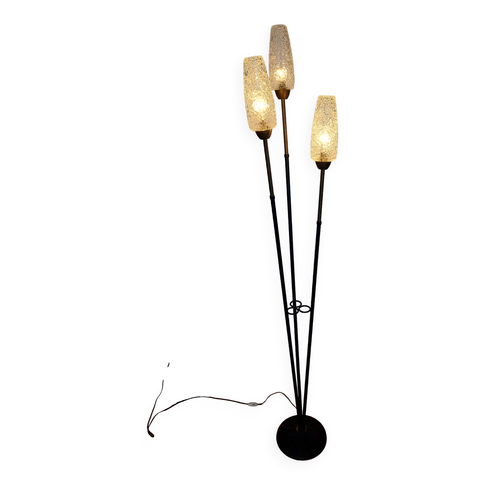 Arlus Lunel 3-branched floor lamp in brass and black metal
