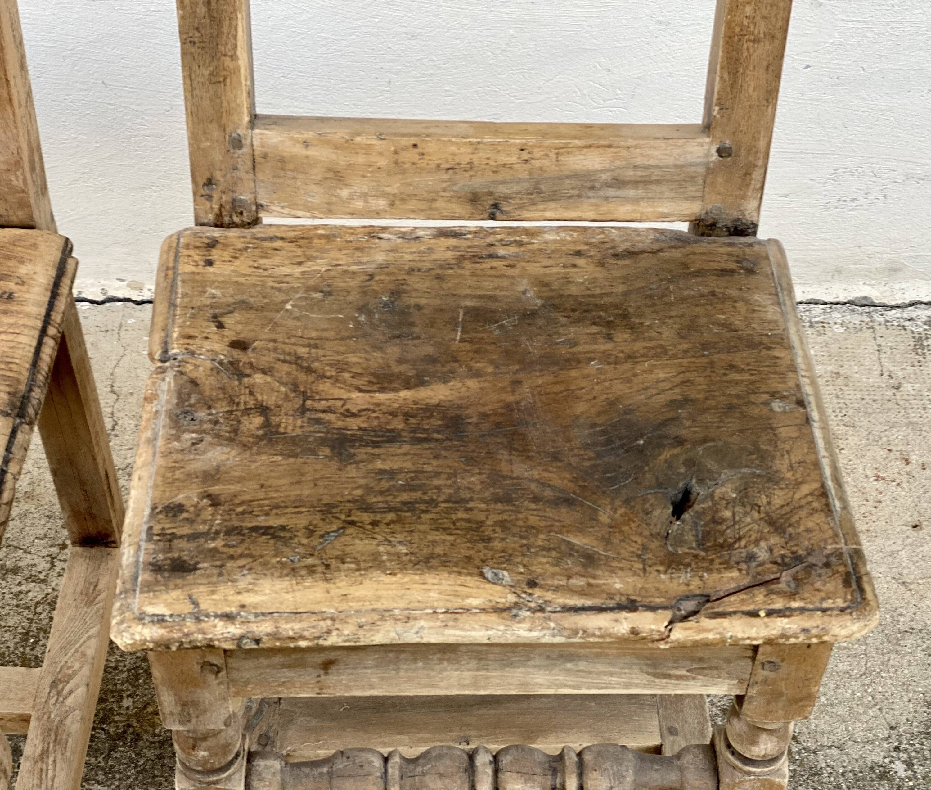 Set of 2 rustic mountain folk art chairs