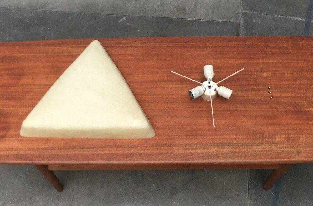 Mid-Century Minimalist Triangular Ceiling Lamp in Fibreglass, 1960s