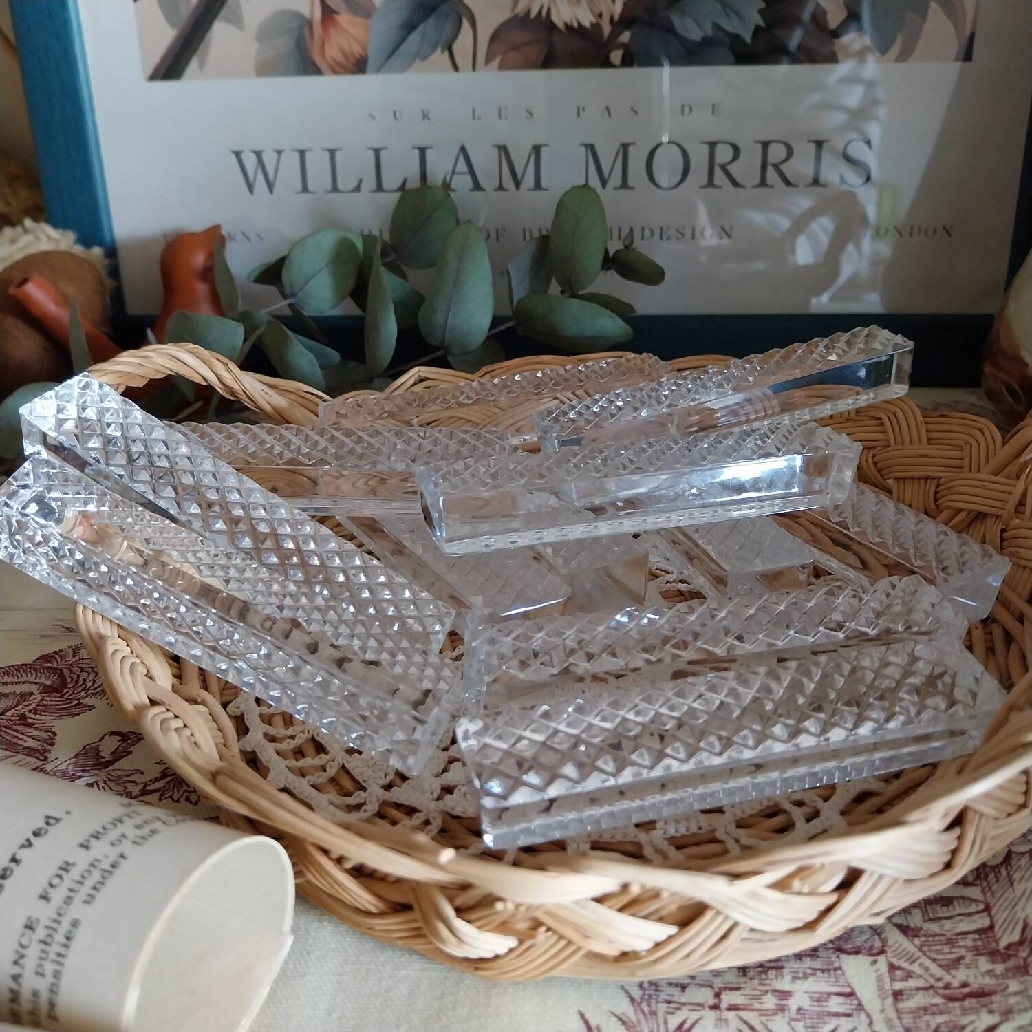 Antique crystal knife rests