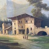 Beautiful painting XIX Landscape light sign 72 x 57