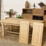 Solid oak farmhouse table with 2 central extensions