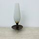 Vintage tripod teak base with opaline glass shade table lamp , 1950s