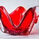 Sommerso red pocket tray by Seguso, frosted Murano glass, Italy, 1970