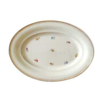 Vintage antique dish porcelain iron earth golden flower