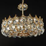 Golden brass chandelier, Sciolari design by Palwa, Germany, 1970s