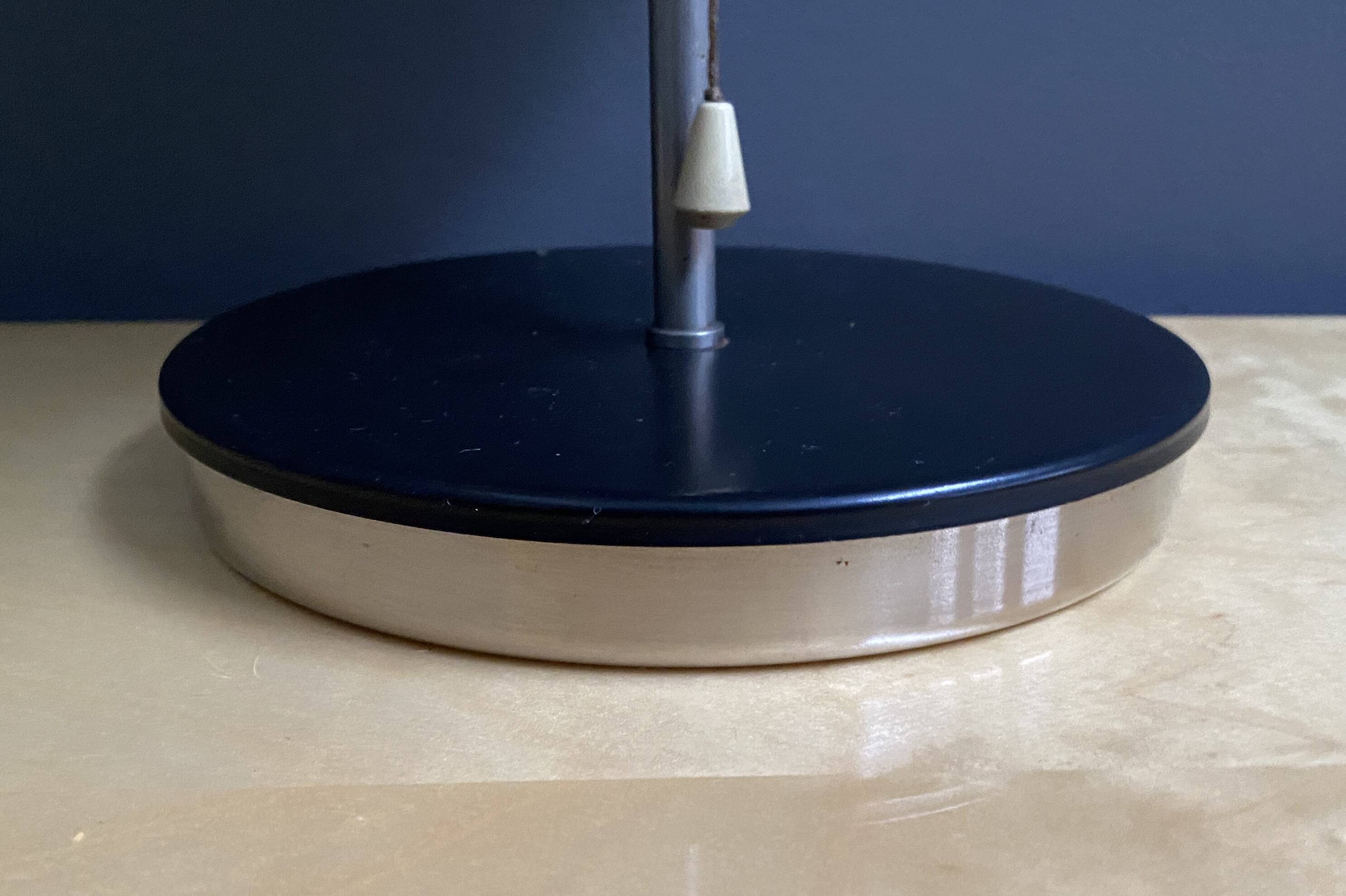 Table lamp in black metal and white glass, by Kamenicky Senov 1960s