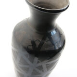 Vintage handmade vase from Romania in black ceramic