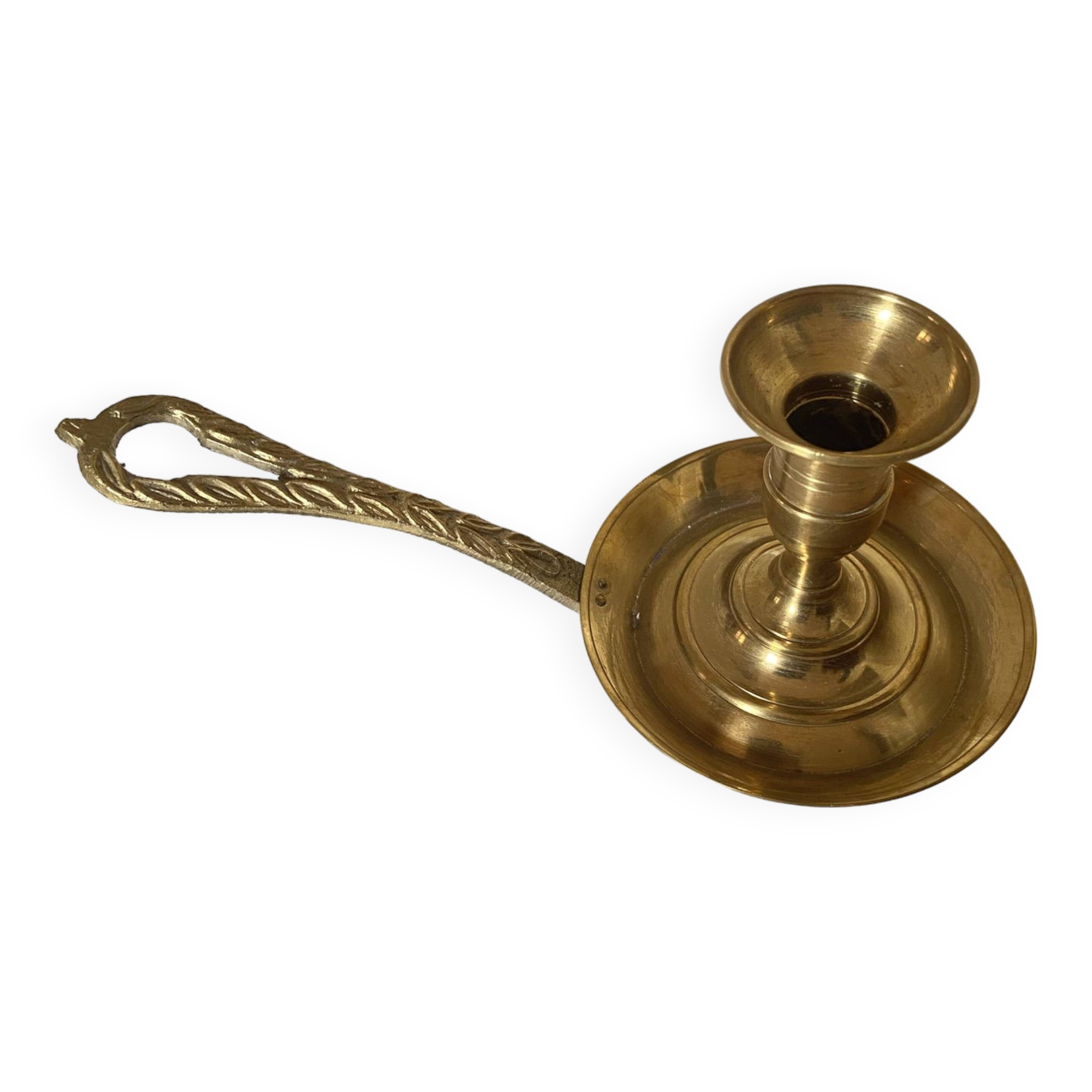 Very pretty Old Brass Candlestick - "Cell Rat" Type - Country Decoration