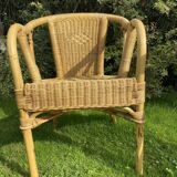 Vintage rattan and wicker armchair