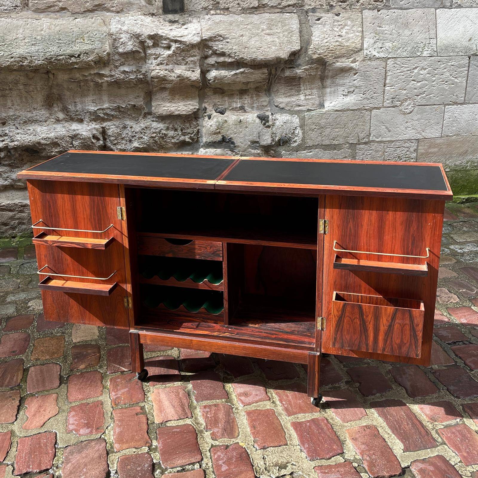 Rolling bar in Rio rosewood by Torbjorn Afdal for Bruksbo