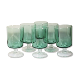 6 anciens verres à pied luminarc verts clairs h10 cm