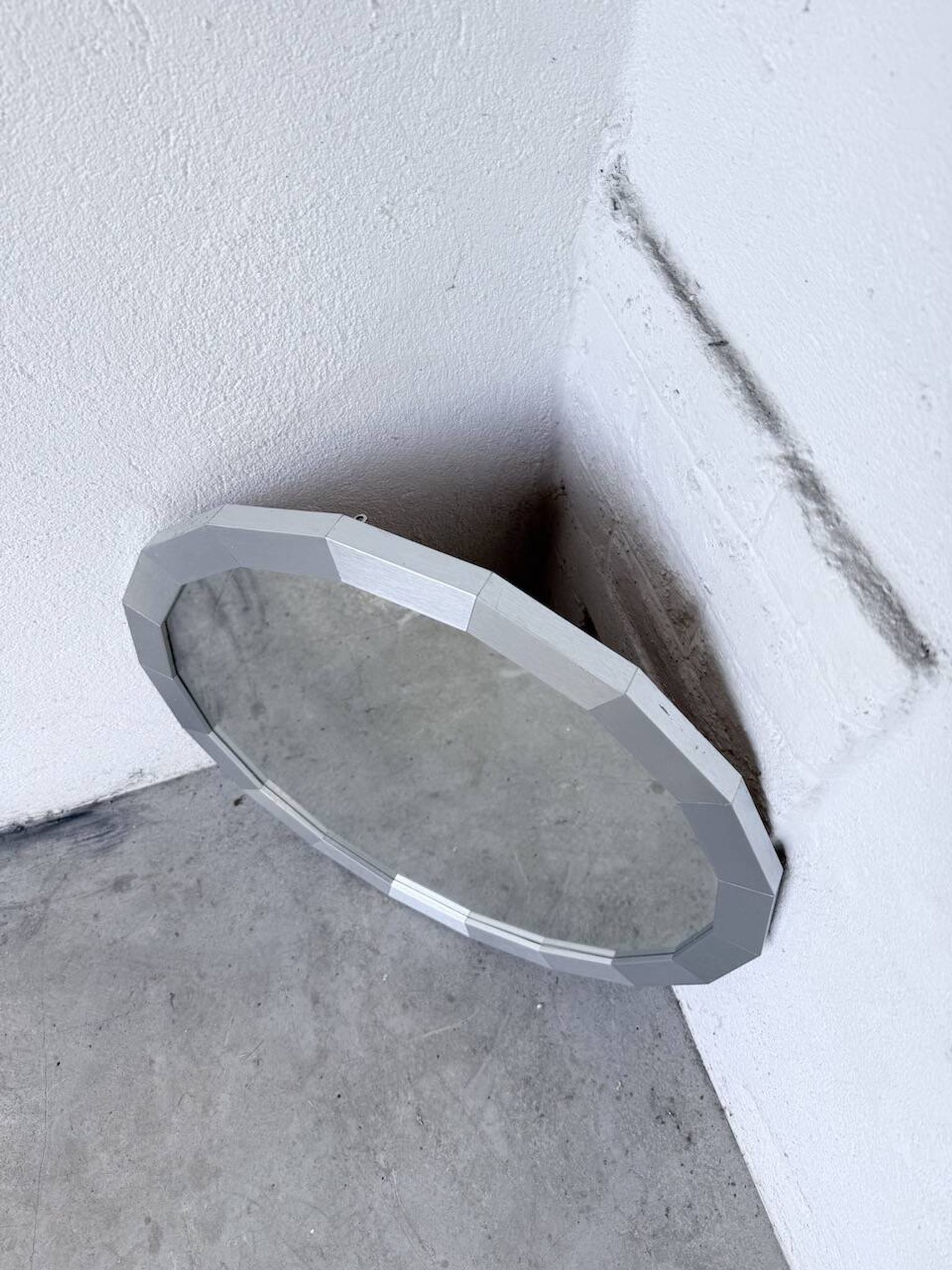 Miroir hexagonal métal brossé 1970