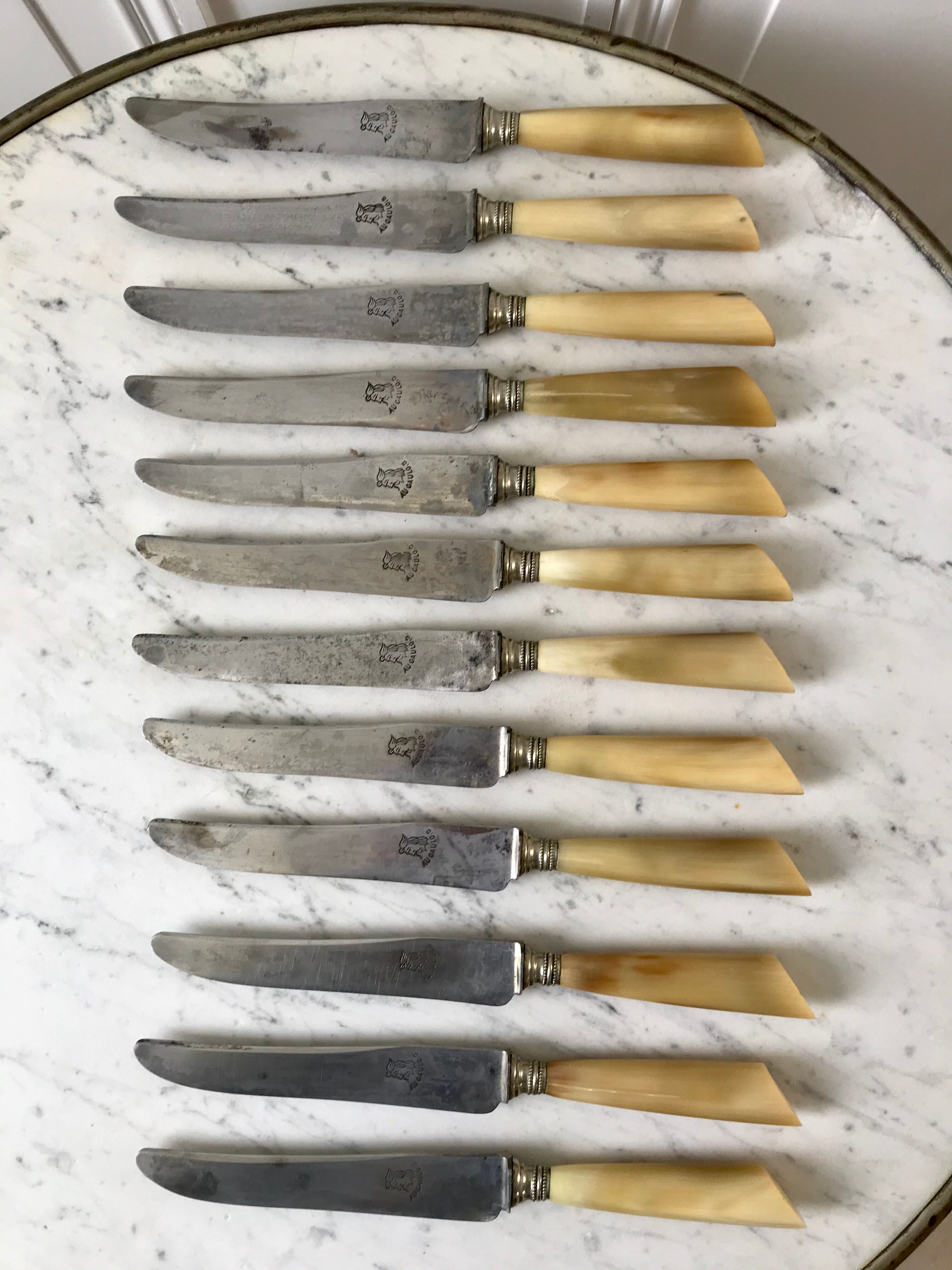 Set of 12 horn knives 50s