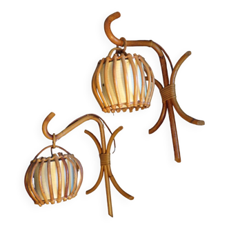 Pair of 1950 rattan wall lights