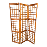 BHV - Screen three ventaux in bamboo and rattan