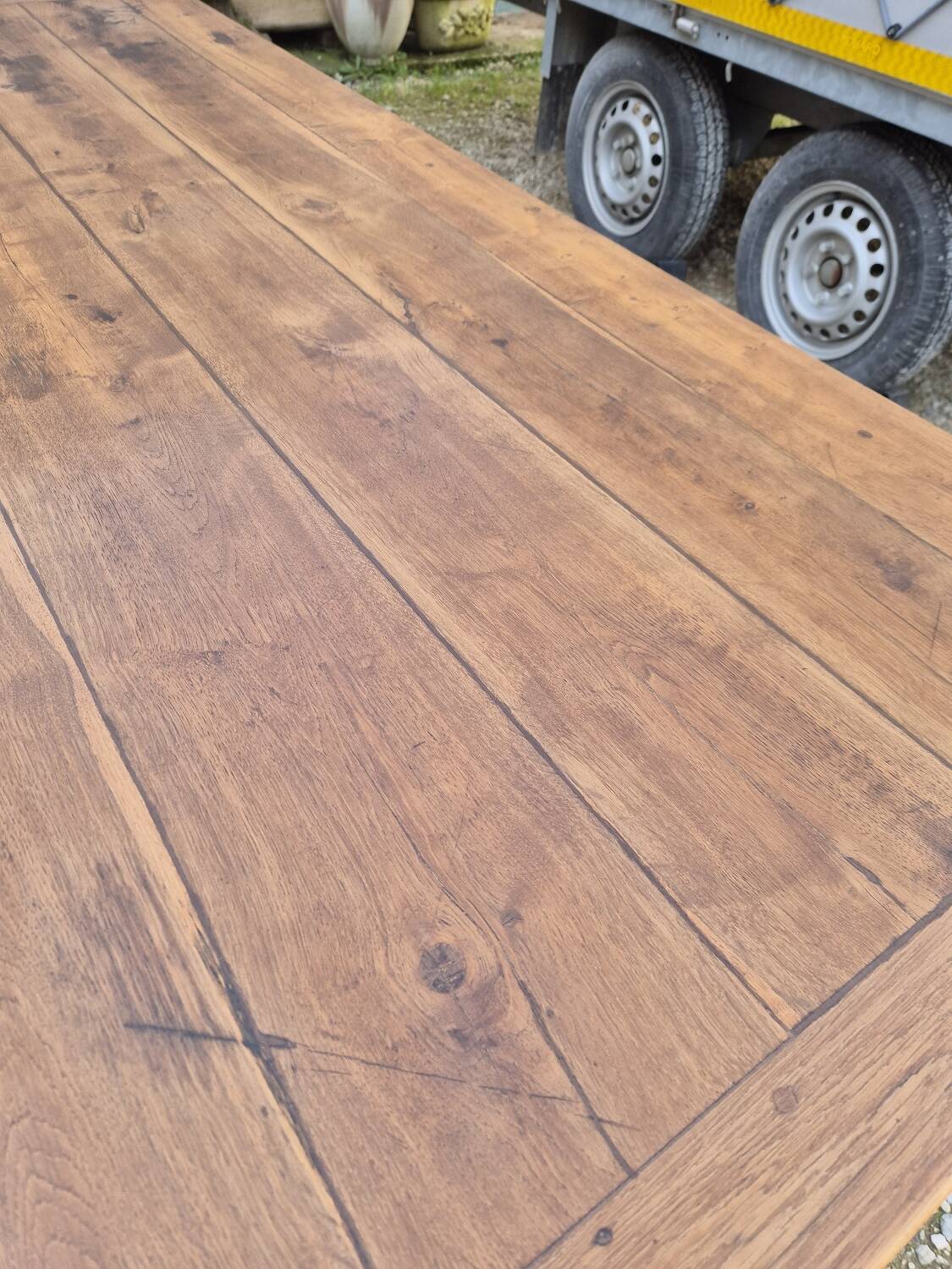 Antique rustic farmhouse table in solid oak, 19th century