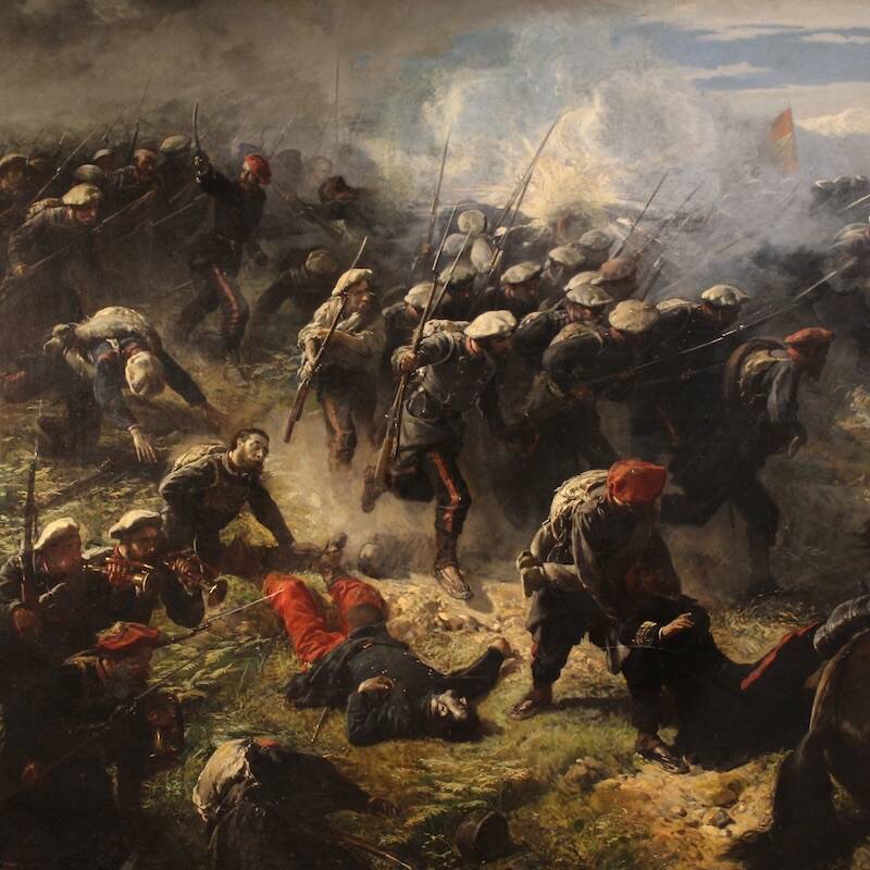 Great battle of the 19th century, painting signed H.P.