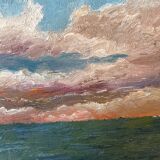 Tableau peinture ancienne paysage marin XXe Marine