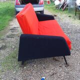 Vintage sofa red and black fabrics