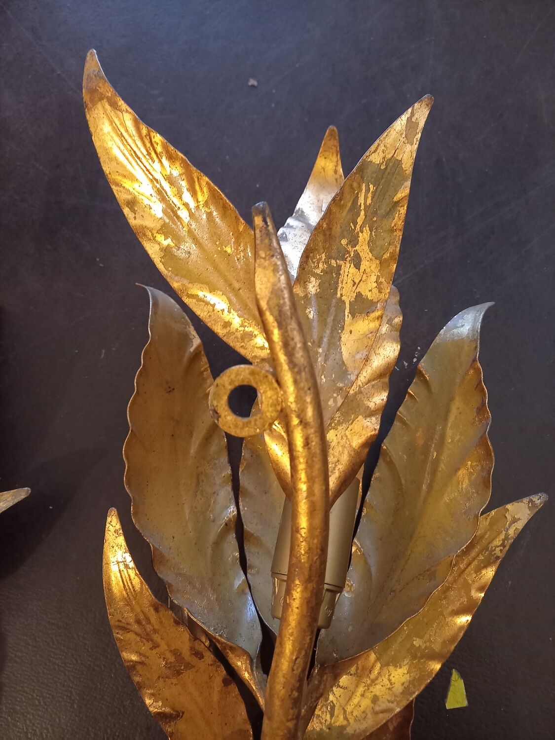 Pair of gold leaf sconces