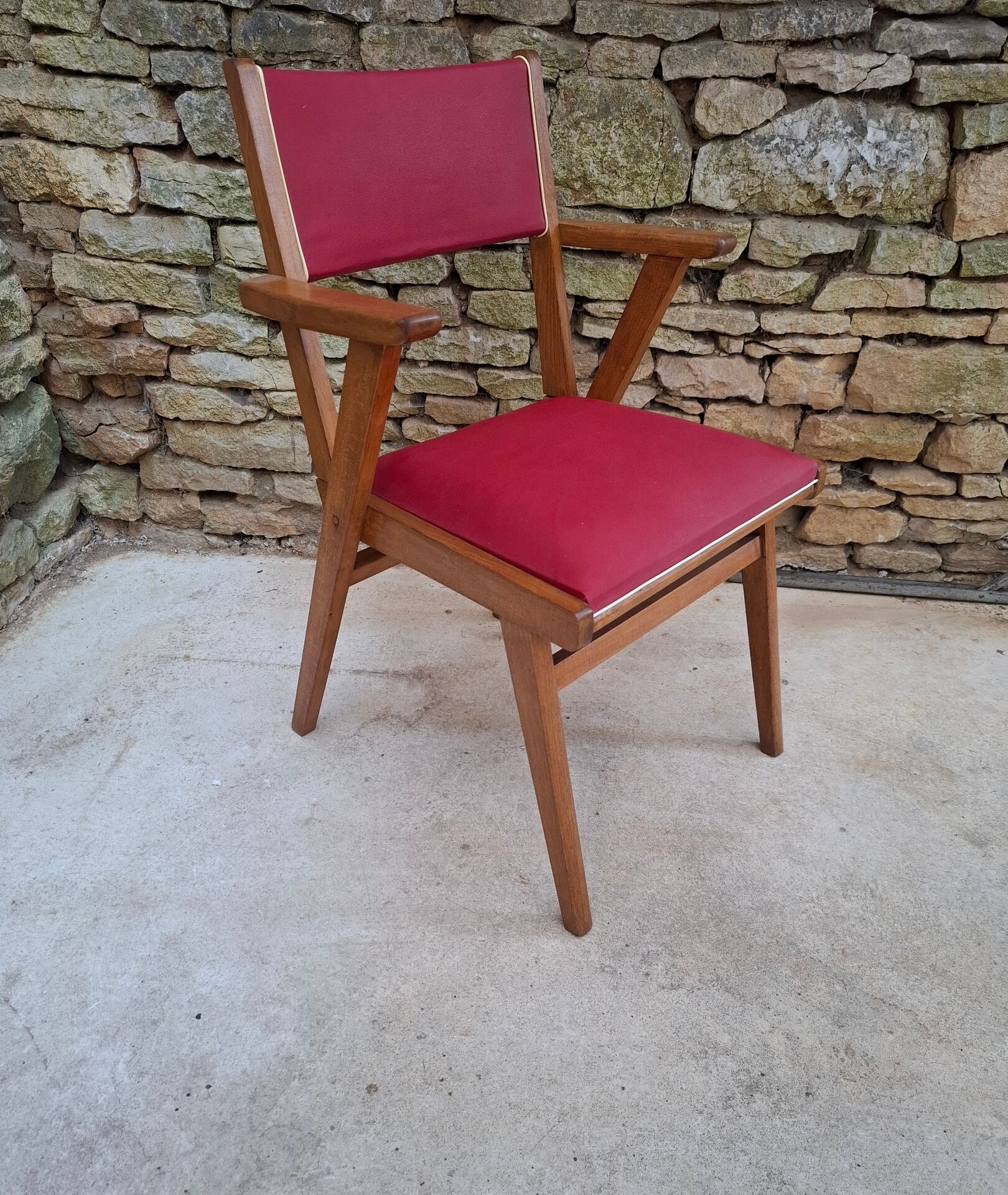 Fauteuil en hêtre et skaï