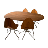 Set dining room table plus 4 chairs, design 60s/70s