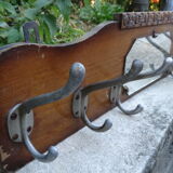 White wood wall coat holder with mirror