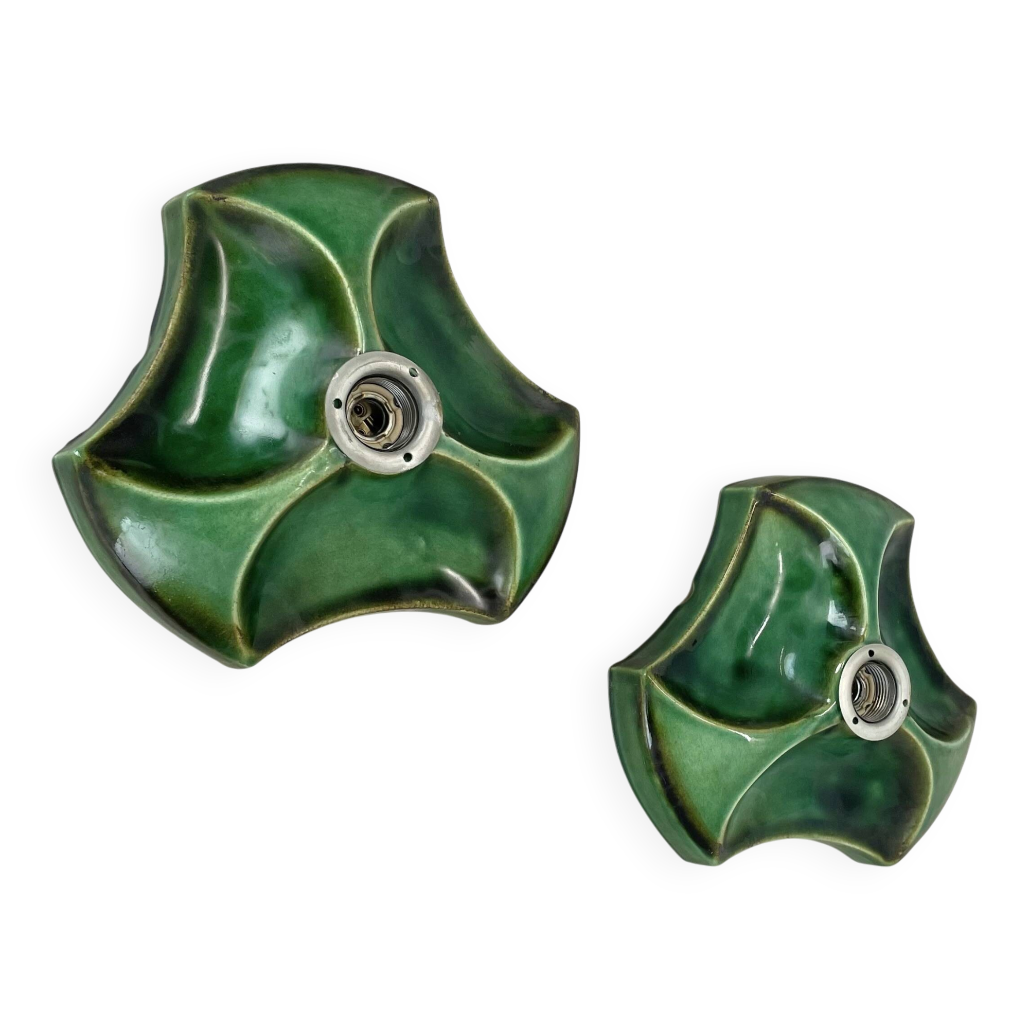 Set of Two Modernist Ceramic Fat Lava Wall Lights by Pan Ceramics, Germany