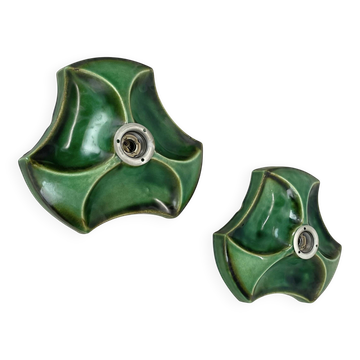 Set of Two Modernist Ceramic Fat Lava Wall Lights by Pan Ceramics, Germany
