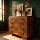 Walnut burl commode, Italian Art Deco, 1940s.