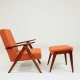 Fauteuil Vintage avec Repose-Pieds  terracotta Bouclette