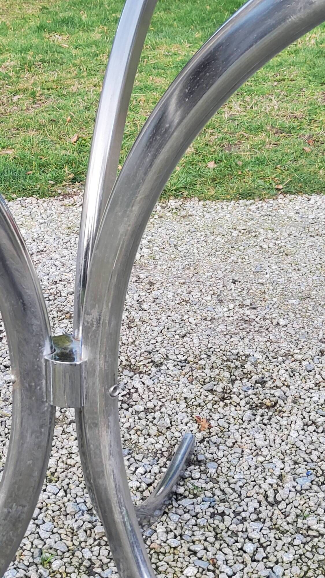 Designer table from the 70s, smoked glass top, chrome base