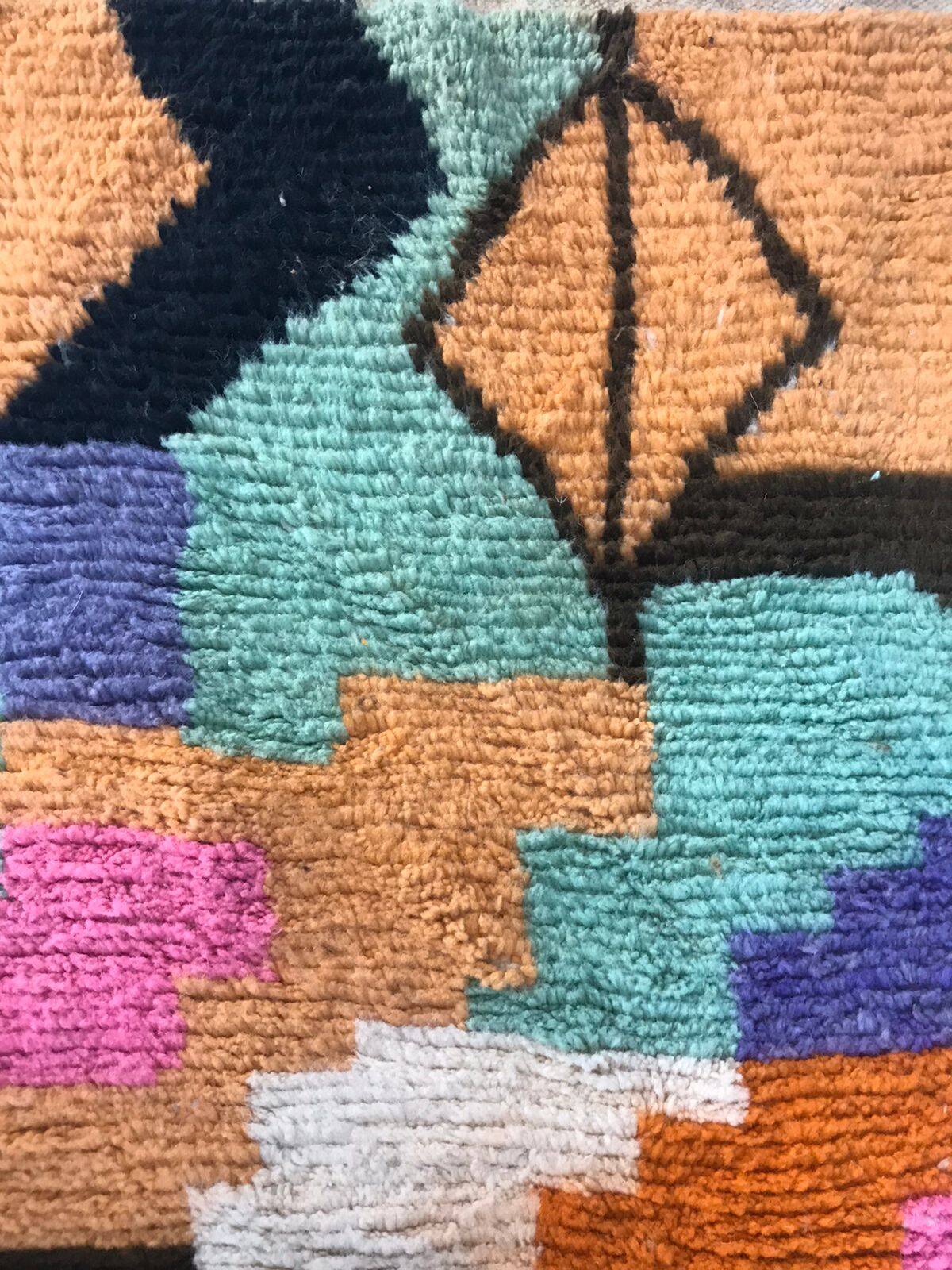 Tapis Boujad marocain  Design abstrait multicolore 3*2m