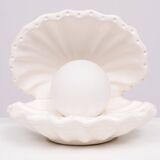 White Ceramic Shell Table lamp 1970s