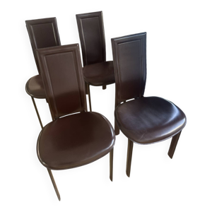 4 chaises haut dossier - marron