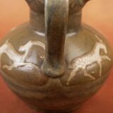 Art Nouveau glazed stoneware vase by Louis Lourioux - wolf mark