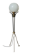 Vintage Italian Brass Floor Lamp in the style of Stilnovo, three legs, opaline