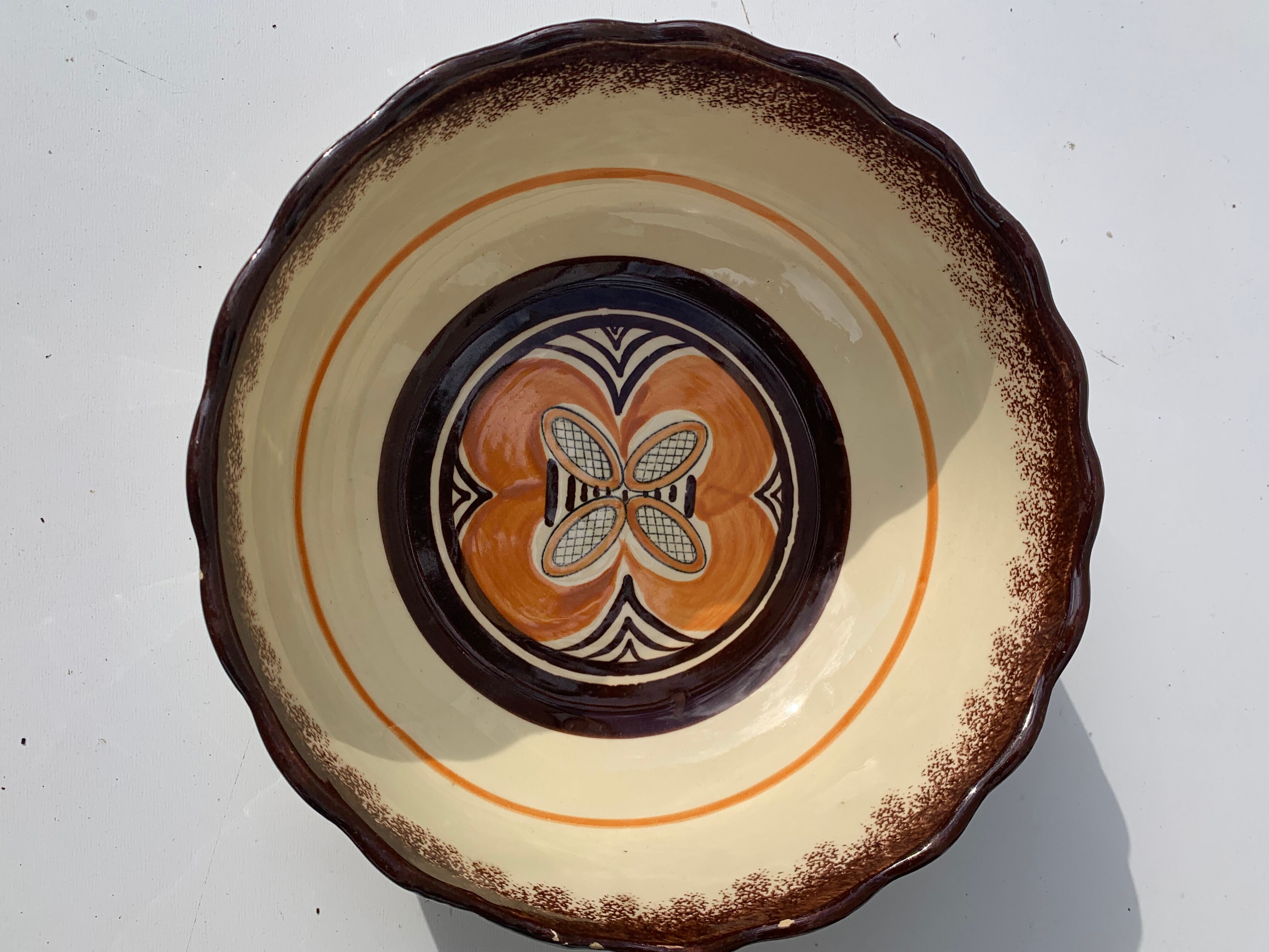 4 nesting salad bowls in enameled ceramic mbfa pont l abbé decorated vintage hand