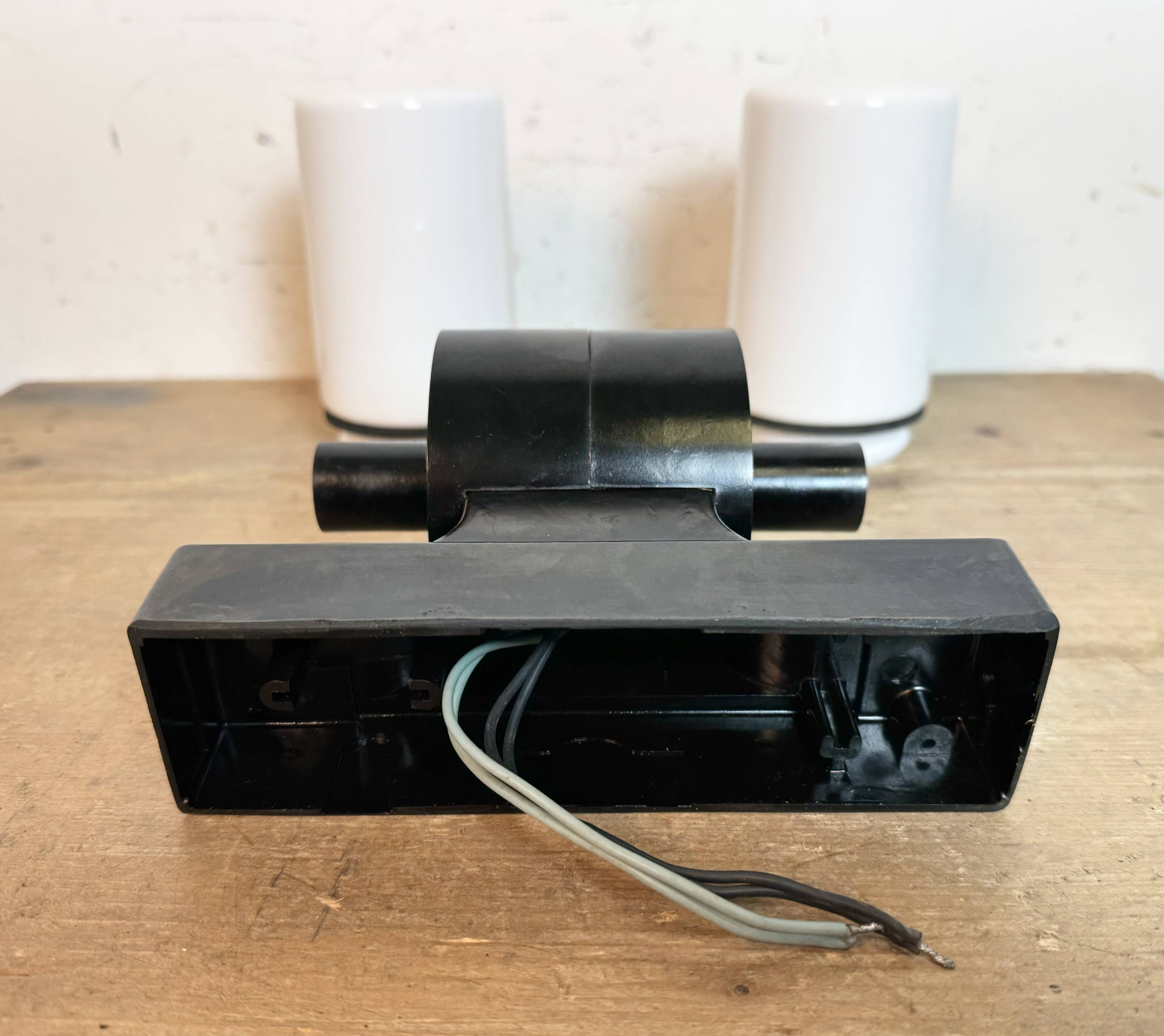 Industrial Brown Bakelite Wall Light with Milk Glass, 1960s